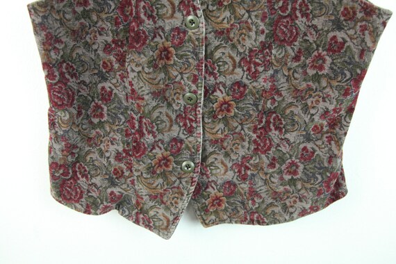 Vintage Velvet Floral Button Vest 10 Granny Cotta… - image 5