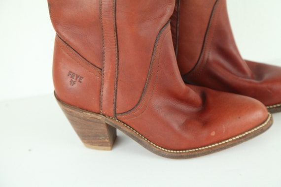 WEAR Vintage 80s Frye Saddle Boots Heel Western B… - image 2