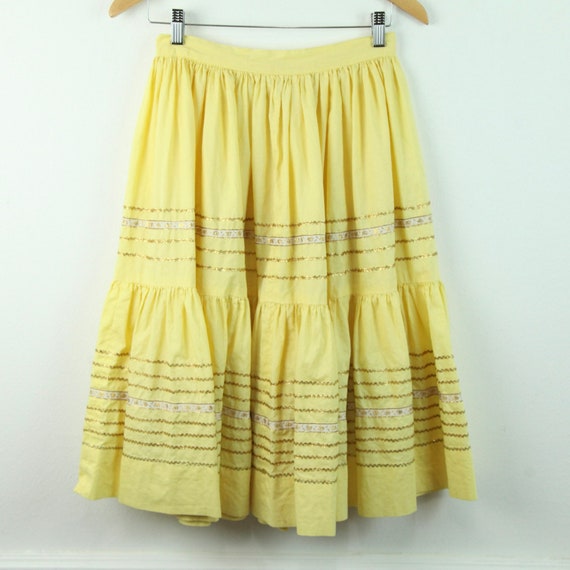 Vintage 50s Yellow Patio Skirt Southwest Ric Rac … - image 2