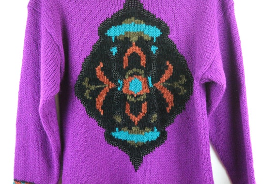 FLAW Vintage 90s Intarsia Sweater Tunic Mock Neck… - image 6