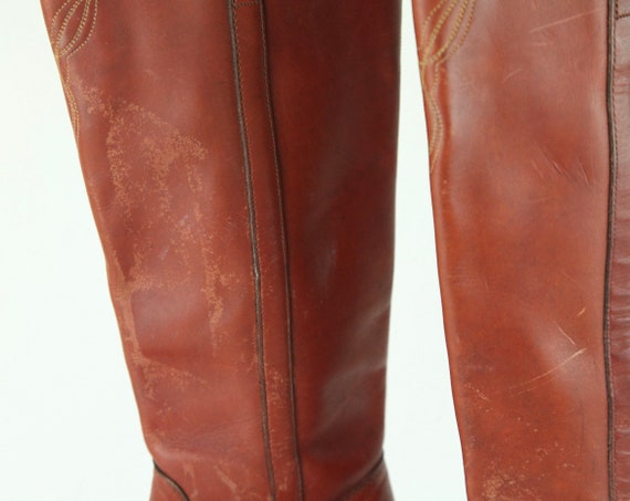 WEAR Vintage 80s Frye Saddle Boots Heel Western B… - image 6