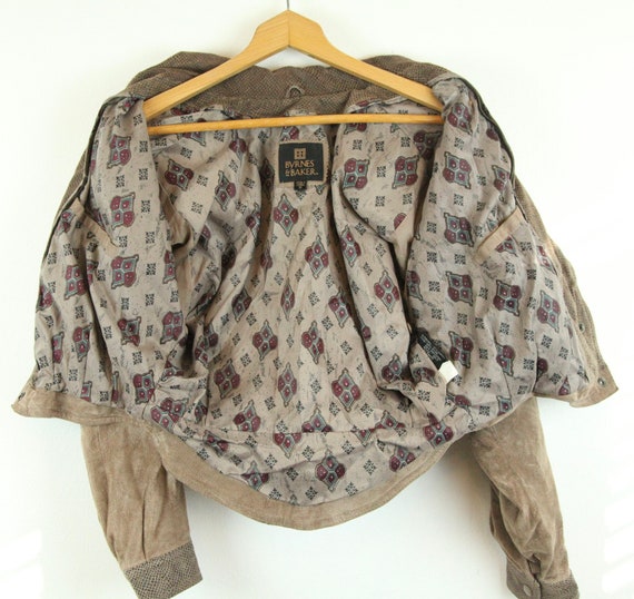 Vintage 80s Brown Leather Jacket Crop Dolman Slee… - image 9