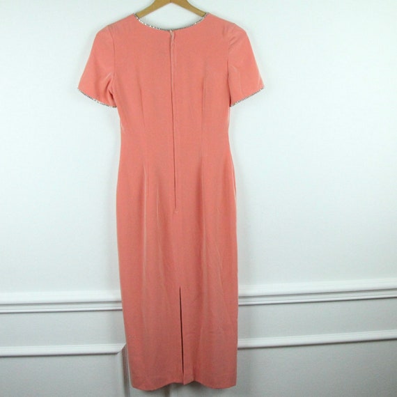Vintage Handmade Peach Rhinestone Sheath Dress Wi… - image 6