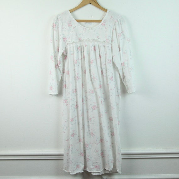 FLAWS VTG Miss Elaine White Floral Nightgown Cotton Jersey Eyelet Cottagecore S Etsy UK