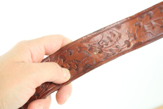 NO HOLES Vintage Hand Tooled Leather Custom Weste… - image 5