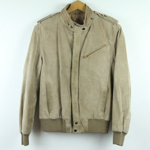 WEAR Vintage 70s 80s Peter England Tan Suede Bomb… - image 1