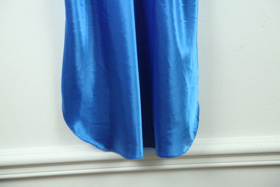 Vintage 90s Blue Silky Polyester Nightgown Lace N… - image 3