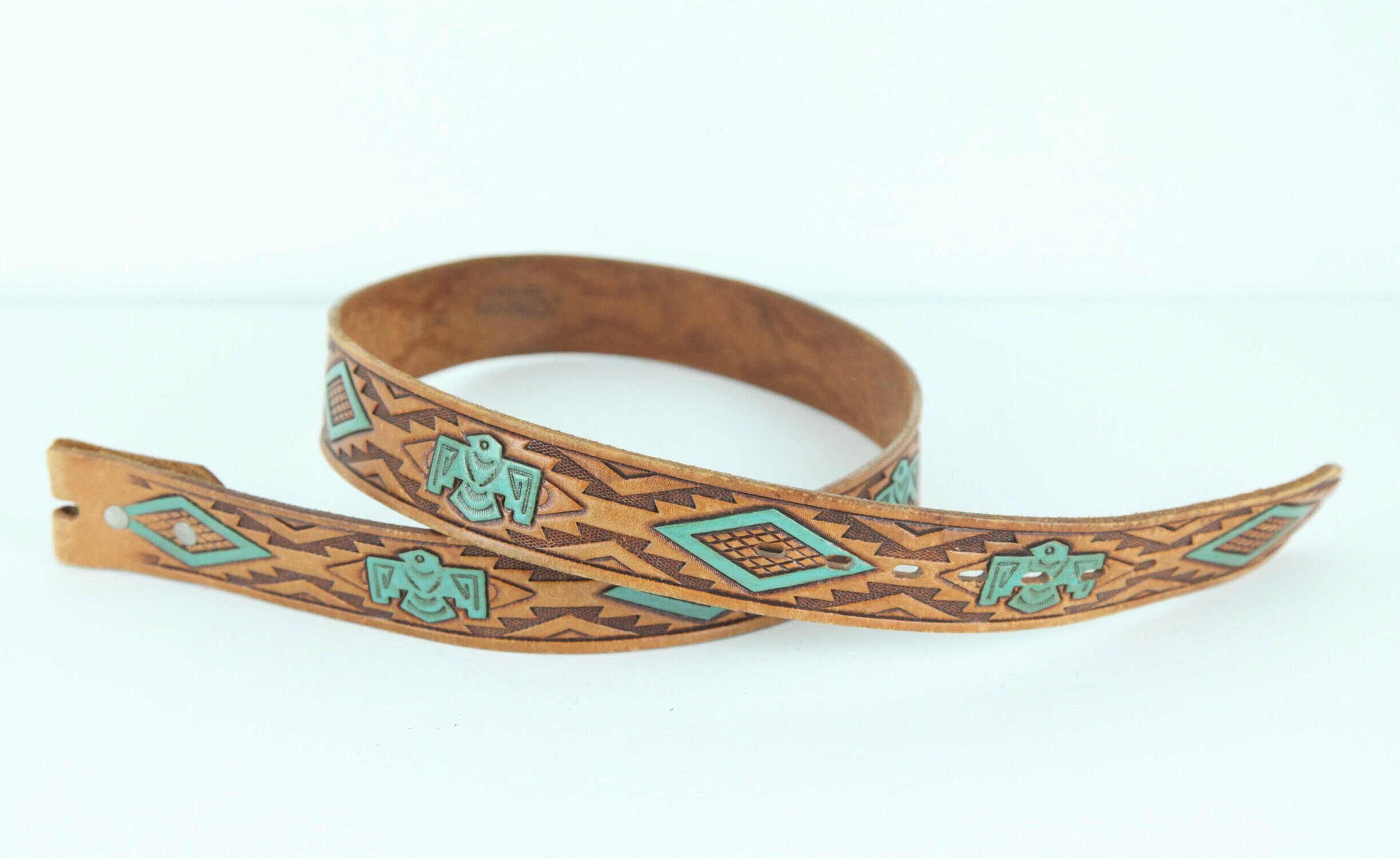 WEAR Vintage JC Penney Tooled Leder Bemalt Western Gürtel 38 | Etsy