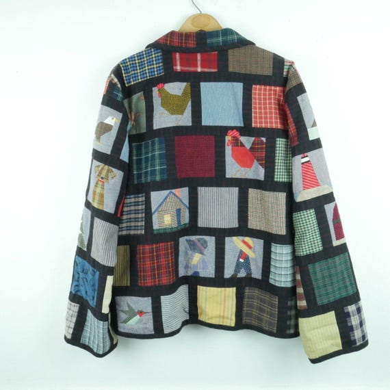 Handmade Large Patchwork Quilt Coat Jacket Cottag… - image 8