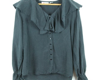 RUFFLE FRONT BLOUSE PIRATE PUNK