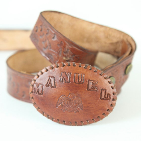 NO HOLES Vintage Hand Tooled Leather Custom Weste… - image 1