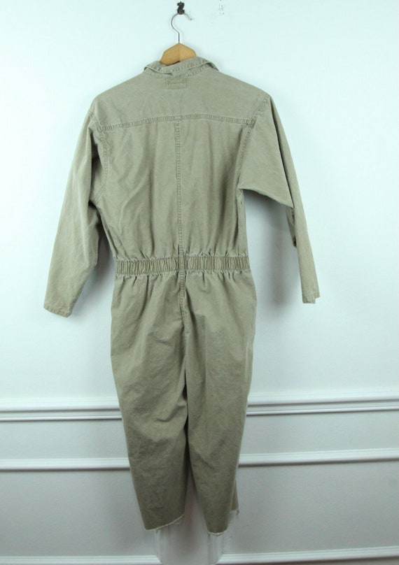 ALTERED Vintage 80s Power Jumpsuit Cotton Tan S M… - image 7