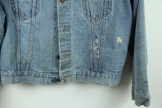 Vintage Distressed Worn Roebucks Trucker Jacket D… - image 3