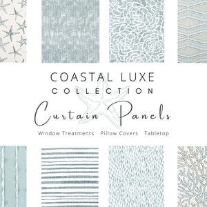 Luxe Curtains, Linen, Coastal, Drapes, Beach House, Designer, Drapery, Custom, Window Treatment, Panels, Valance, Curtains, Sea, Luxury