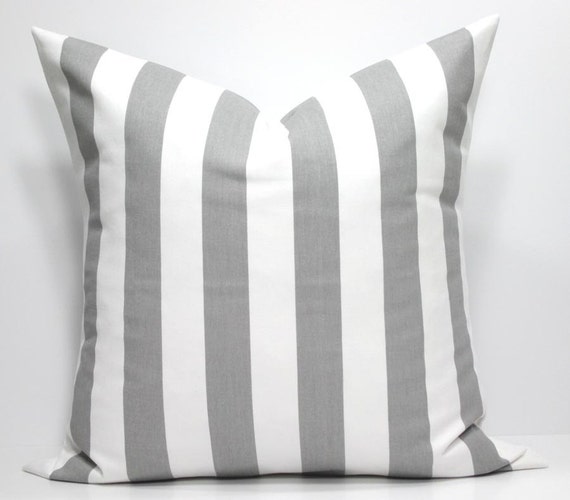 Items similar to GREY STRIPE PILLOW Invisible Zipper. 13 Standard
