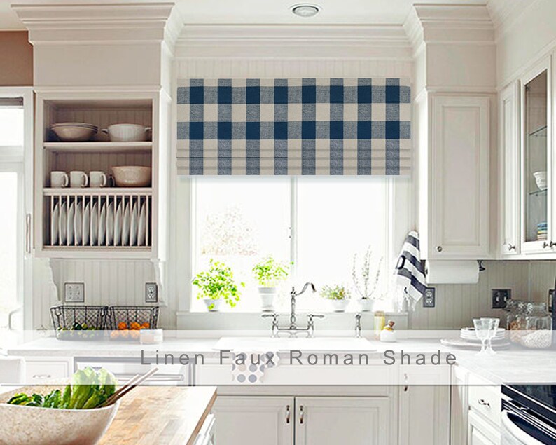 Faux Roman Shade Valance Farmhouse Shade Custom Size Etsy