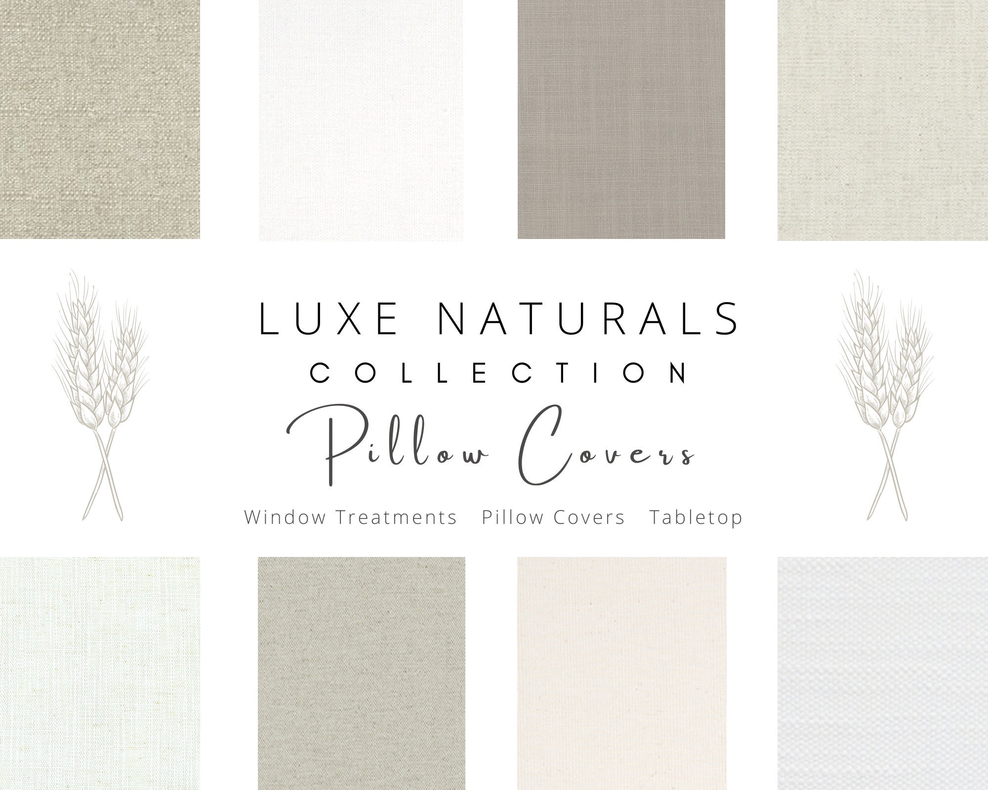 Luxe Naturals, Pillow Covers, Pillowcase, Sham, Accent, Decorative, Euro, Throw, Beach House, Lake House, Seaside, Decor, Cushion, Toss