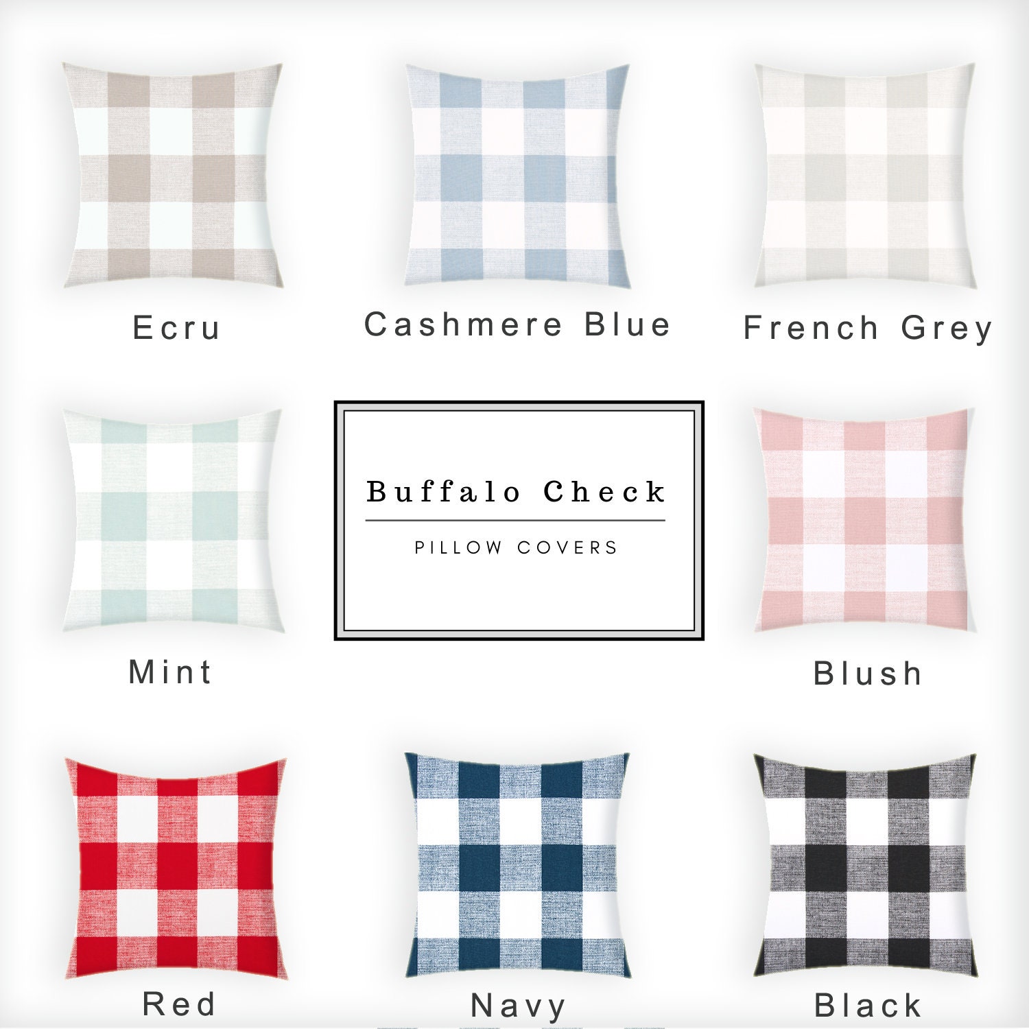Red Blue Black White Buffalo Check Pillow Covers Case Plaid Farmhouse Home Decor