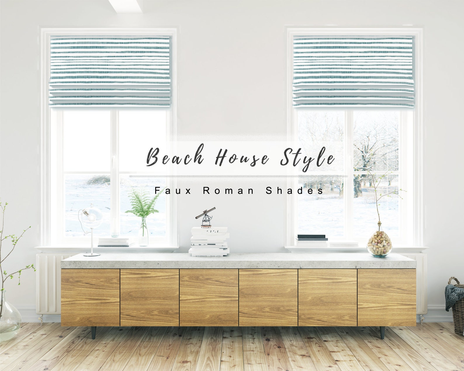 Coastal Luxe Linen Faux Roman Shade Valance Beach House Etsy