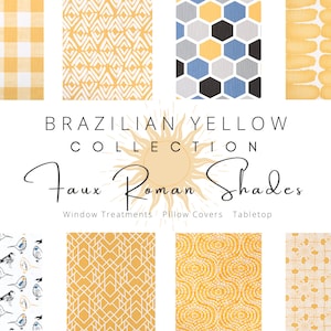 Brazilian Yellow, Faux Roman Shade, White, Custom, Window, Topper, Treatment, Living, Dining, Kitchen, Bath, Bed, Room, Nursey, Mock Roman