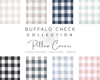 Buffalo Check Pillow Covers, Modern Farmhouse, Country, Throw, Decorative, Accent, Cushion, Floor, Large, Slipcover, Lumbar, Euro, Square