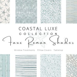 Coastal, Luxe, Linen, Faux Roman Shade, Valance, Beach House, Cottage, Lake House, Custom, Window, Treatment, Shade, Topper, Bath, Bedroom