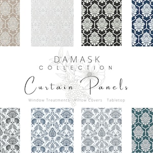 Damask, Curtain, Panels, Floral, Custom Window Treatments, Drapery, Valances, 84&quot;, 96&quot;, Long, Extra Long, Drapes, Formal, Elegant,