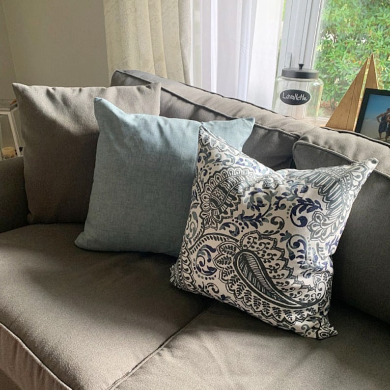 Chambray & Paisley Pillow Covers Blue LIght Blue Navy Blue Etsy