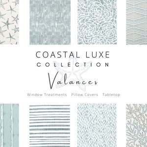 Valance, Luxe, Linen, Coastal, Beach House, Custom, Window, Treatment, Topper, Panels, Curtains, Luxury, Shades, Kitchen, Living, Bath, Room
