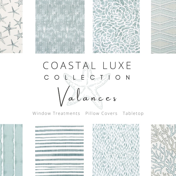 Valance, Luxe, Linen, Coastal, Beach House, Custom, Window, Treatment, Topper, Panels, Curtains, Luxury, Shades, Kitchen, Living, Bath, Room