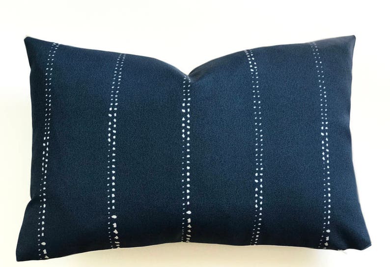 Outdoor Pillow Cover Indoor Navy White Deck Patio Beach Etsy