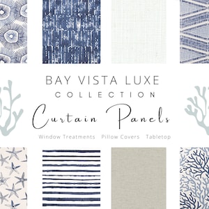 Luxe Curtains, Linen, Coastal, Drapes, Beach House, Designer, Drapery, Custom, Window Treatment, Panels, Valance, Curtains, Sea, Luxury