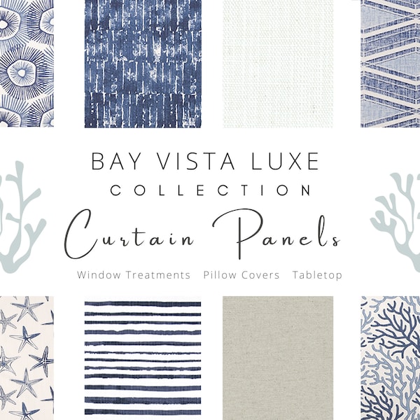 Luxe Curtains, Linen, Coastal, Drapes, Beach House, Designer, Drapery, Custom, Window Treatment, Panels, Valance, Curtains, Sea, Luxury