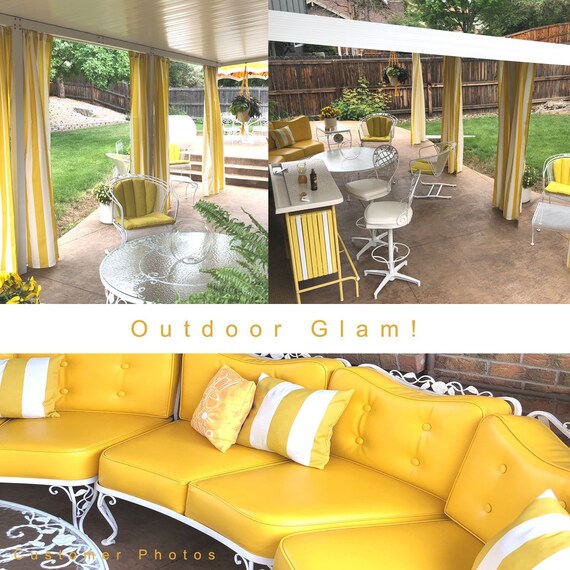 Items Similar To Yellow White Outdoor Curtains Panels Cabana