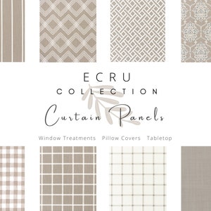 Curtain Panels, Ecru, Taupe, Custom Window Treatments, Drapery, Modern Farmhouse Curtains, Valance, Tan, White, Cafe, Rod Pocket, Designer