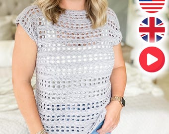 CROCHET TOP PATTERN & Video / Crochet Top - Easy Crochet Top Pattern - The Florrie Tee Pattern