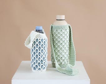 Crochet Bottle Holder Pattern: 2 sizes (PDF Pattern + Video Tutorial) Moroccan Lattice Bottle Holder