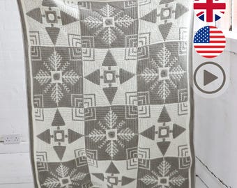 Crochet Blanket PATTERN & VIDEOS | Mosaic Crochet - Modern Festive Winter Crochet - Frosty Pines Throw Pattern