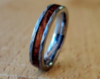 The Zeus, Ironwood Ring, Ring for Women, Promise Ring, Wedding Ring, Unique Ring, Dainty Ring, Faceted Ring,  Wedding Band, 4 mm