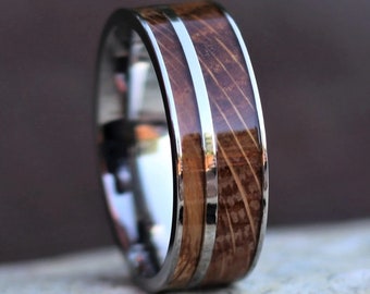 The Norseman, Whiskey Barrel Ring, Whiskey Wood Ring, Wood Ring, Titanium Ring, Men's Wedding Band, Engagement Ring, Wood Ring, Thorum