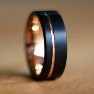 The Legend, Black Gold Ring, Gold Wedding Band, Gold Men's Ring, Tungsten Ring, Black Tungsten Ring, Men's Band, Men's Ring, Thorum