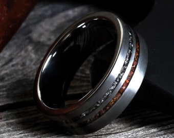 El Cometa, Anillo de Hueso de Dinosaurio, Anillo de Meteorito, Meteorito y Hueso de Dinosaurio, Anillo Moderno, Alianza, Anillo de Bodas, Anillo de 8 mm, Toro