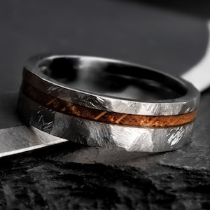 The Lionheart, Hammered Titanium Whisky Barrel Wedding Band, Whiskey Barrel Ring, Men's Wedding Ring, Hammered Ring, Whiskey, Thorum