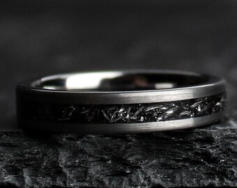 Thor, meteoritring för kvinnor, meteoritband för kvinnor, meteoritbröllop, Gibeon-meteoritring, silverring, 4 mm ring, Thorum