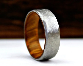 Ironwood Wedding Ring, Titanium Wedding Band, Men's Ring, Women's Ring, Rustic Hammered Ring, Handmade to Order, All Sizes, Made in Colorado