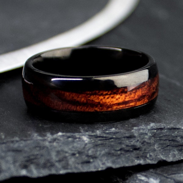 The Ragnar, Ironwood Ring, Black Wood Ring, Wood Wedding Band, Wood Engagement Ring, Wood Men's Ring, Rosewood Ring, 8mm Ring, Thorum