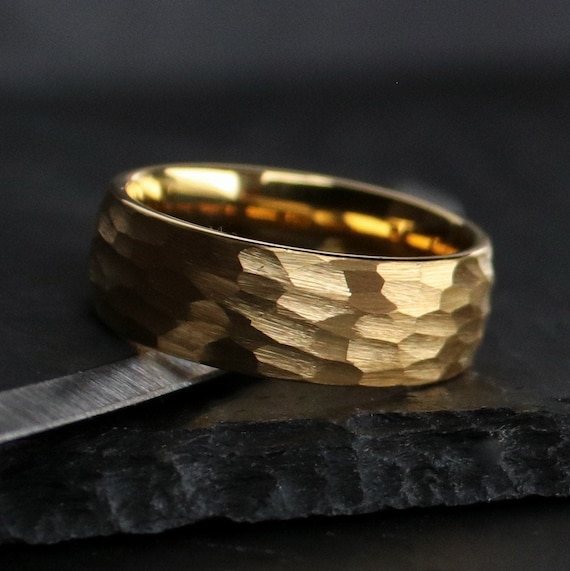 Handboek Karu rechtbank De Freya gehamerde gouden ring gehamerde trouwring 18k - Etsy België