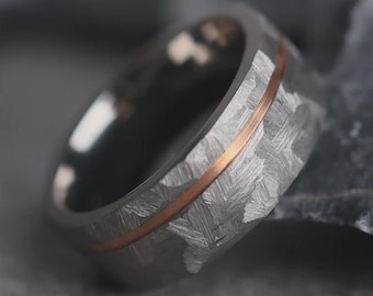 The Templar, Hammered Titanium and Rose Gold Ring, Thorum Ring, Hammered Wedding Band, Men's Wedding Band, Men's Engagement Ring, Thorum