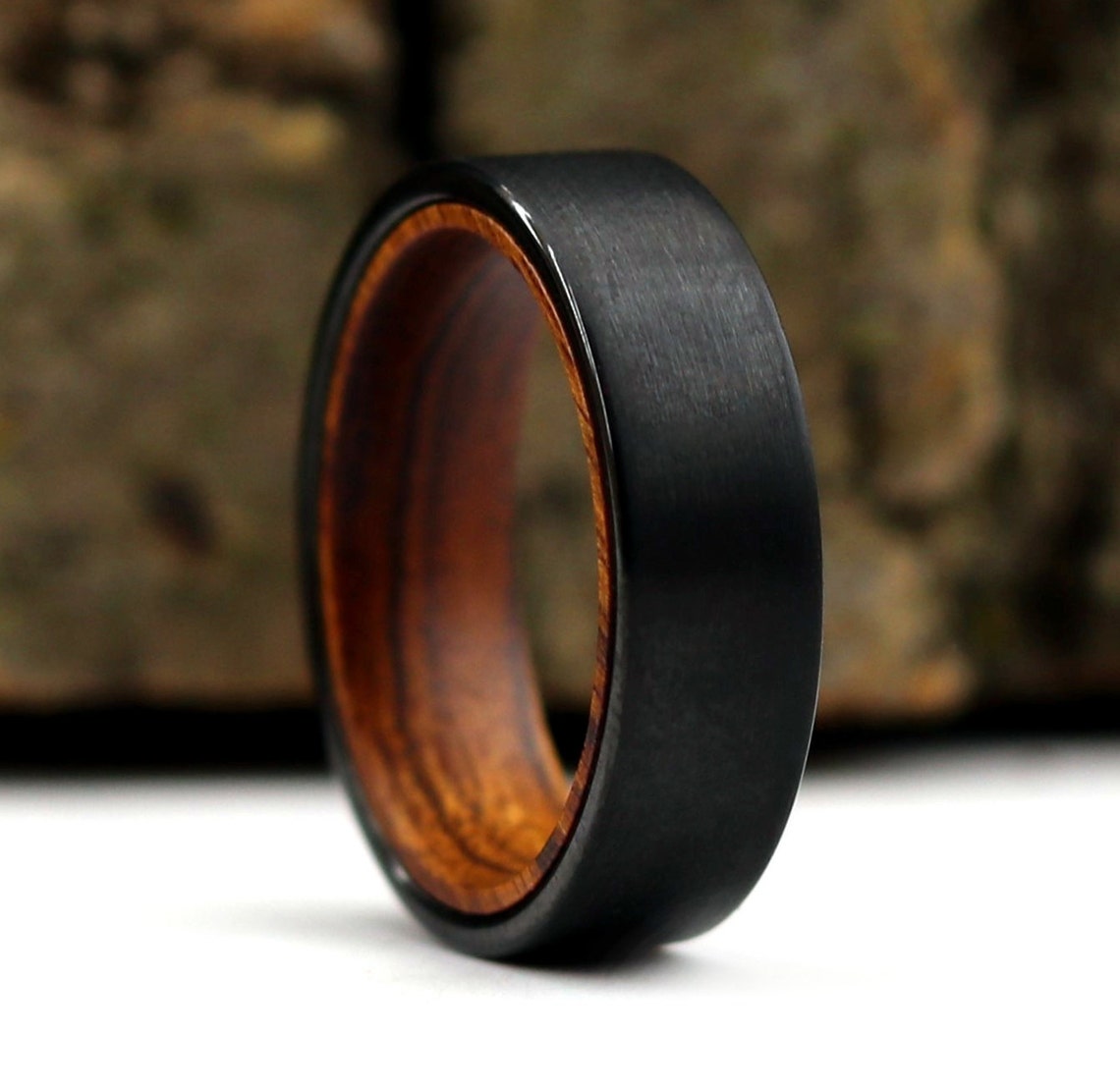 The Rebel Ironwood Wedding Band Iron Wood Ring Black image 1