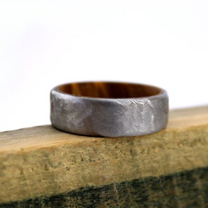 The Hercules, Ironwood Wedding Ring, Titanium Wedding Band, Men's Ring, Women's Ring, Rustic Hammered Ring, Handmade to Order, Made in US image 6